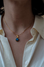 Load image into Gallery viewer, AZUL Blue Labradorite Paperclip Choker Gold
