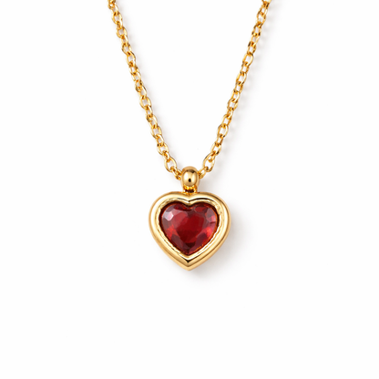 AMORA Red Heart Necklace Gold