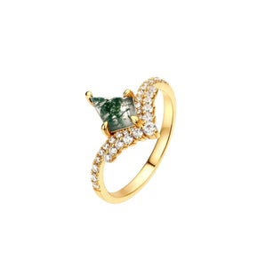 FOREST Moss Agate Ring Gold 925 Silver