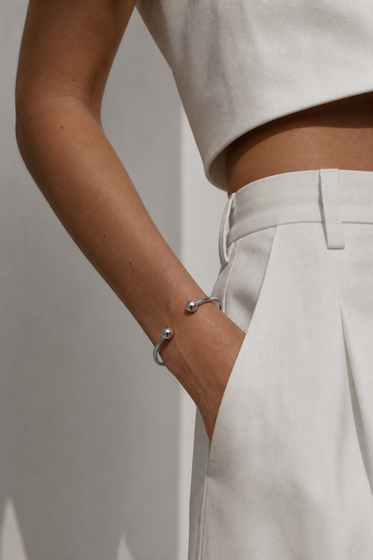 ORBITAL Duo Ball Bangle Bracelet Silver
