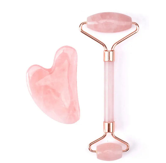 Lymphatic Drainage Gemstone Roller and Gua Sha - Rose Quartz