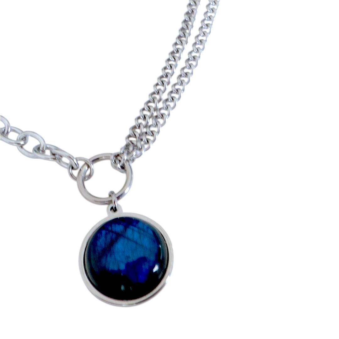 EQUINOX Blue Labradorite O Ring Chain Choker Necklace