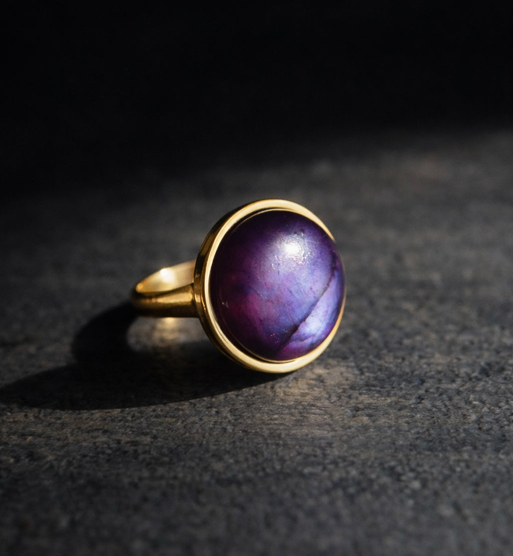 AYA Purple Labradorite Statement Ring Gold