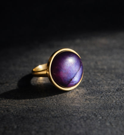 AYA Purple Labradorite Statement Ring Gold