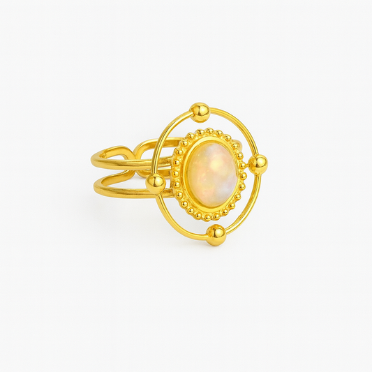SURYA Rainbow Moonstone Ring Gold