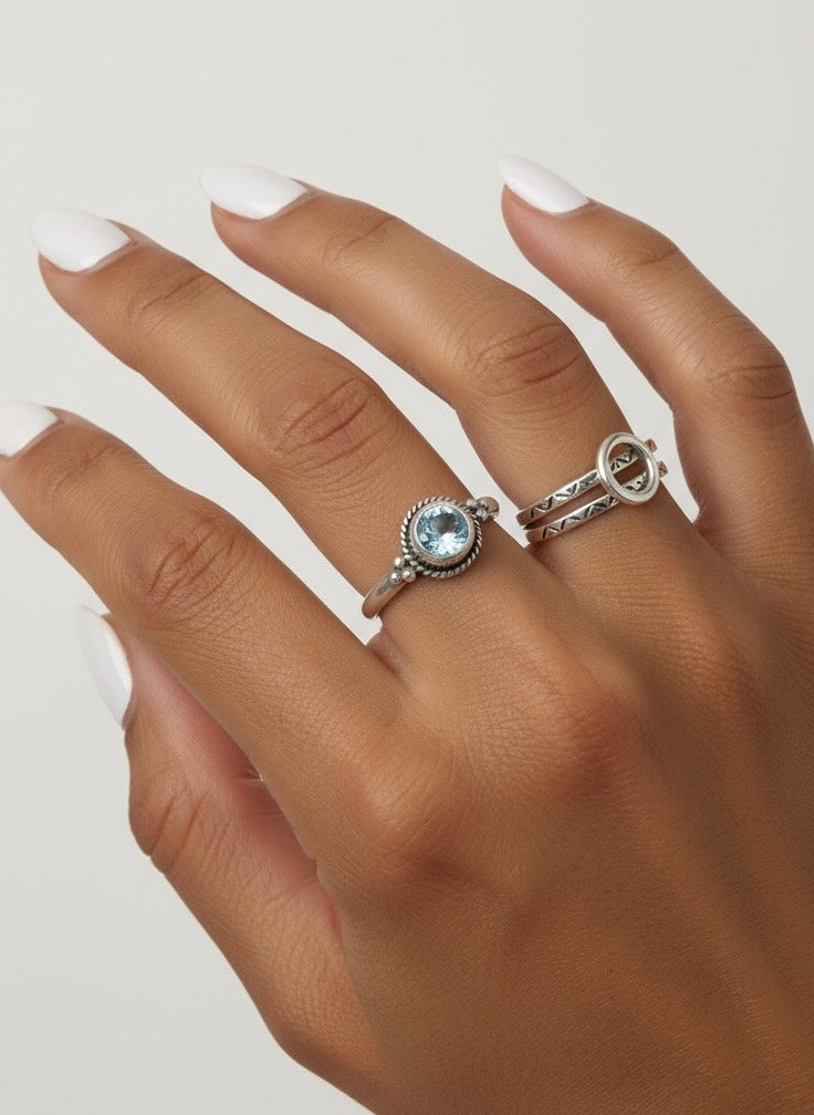 Bague topaze bleue traitée ODYSSEY argent 925