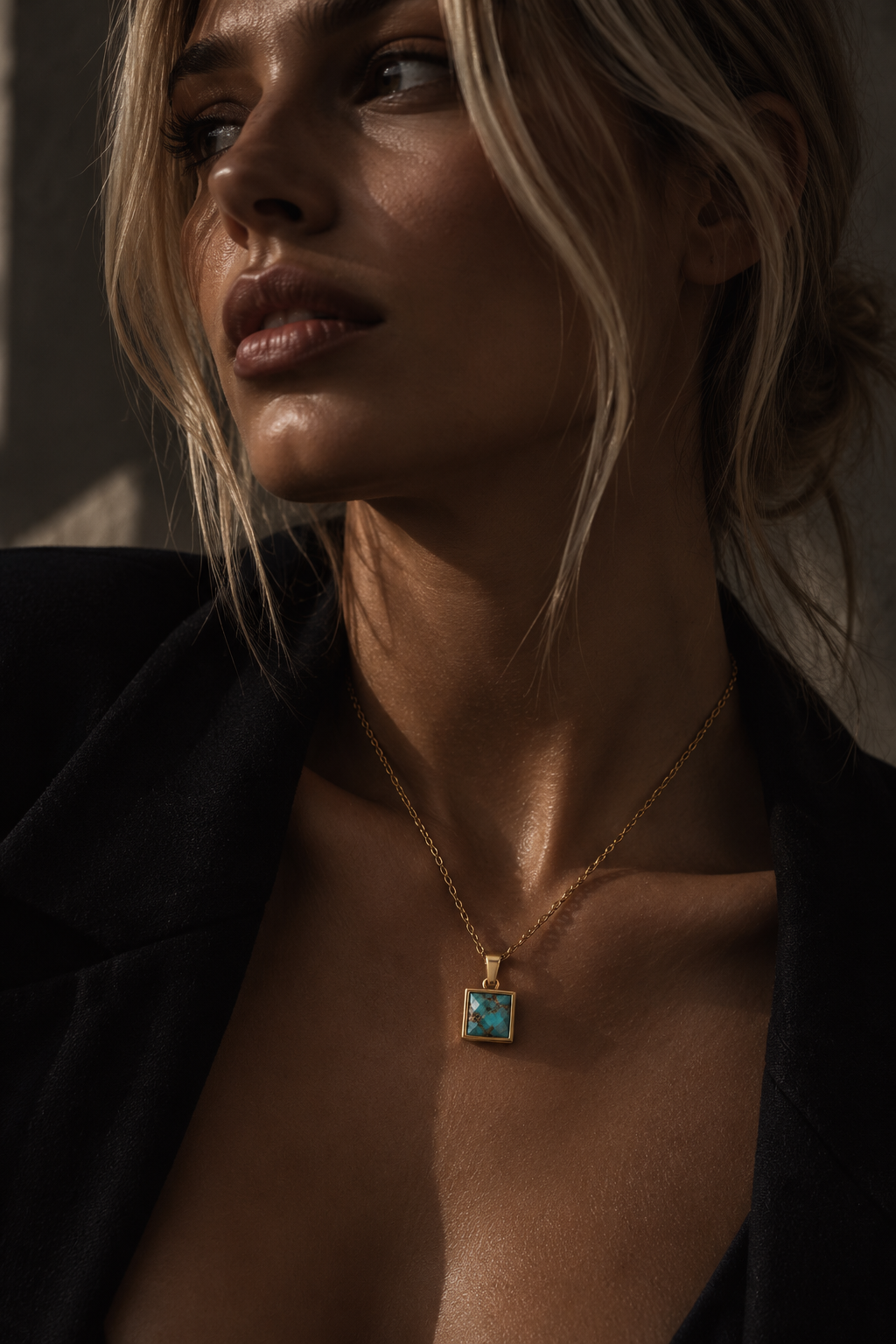 VARG Turquoise with Copper Square Necklace Gold