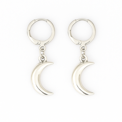 Boucles d'Oreilles Pendantes Dainty Lune - Argent