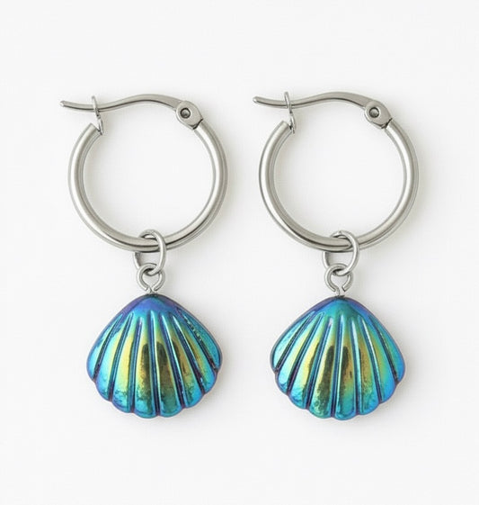 Seashell Aura Earrings  Titanium / Silver