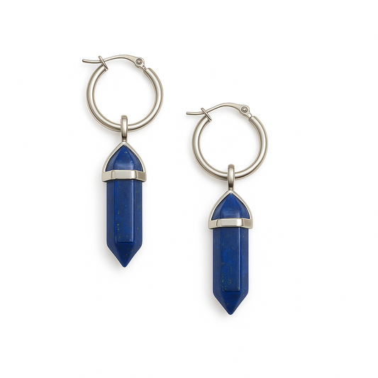 CERCLE Lapis Lazuli Hoop Earrings Silver