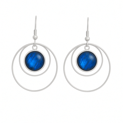ANETHA Blue Labradorite Hoop Earrings Silver