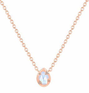 HERA Moonstone Drop Necklace Rose Gold 925 Silver