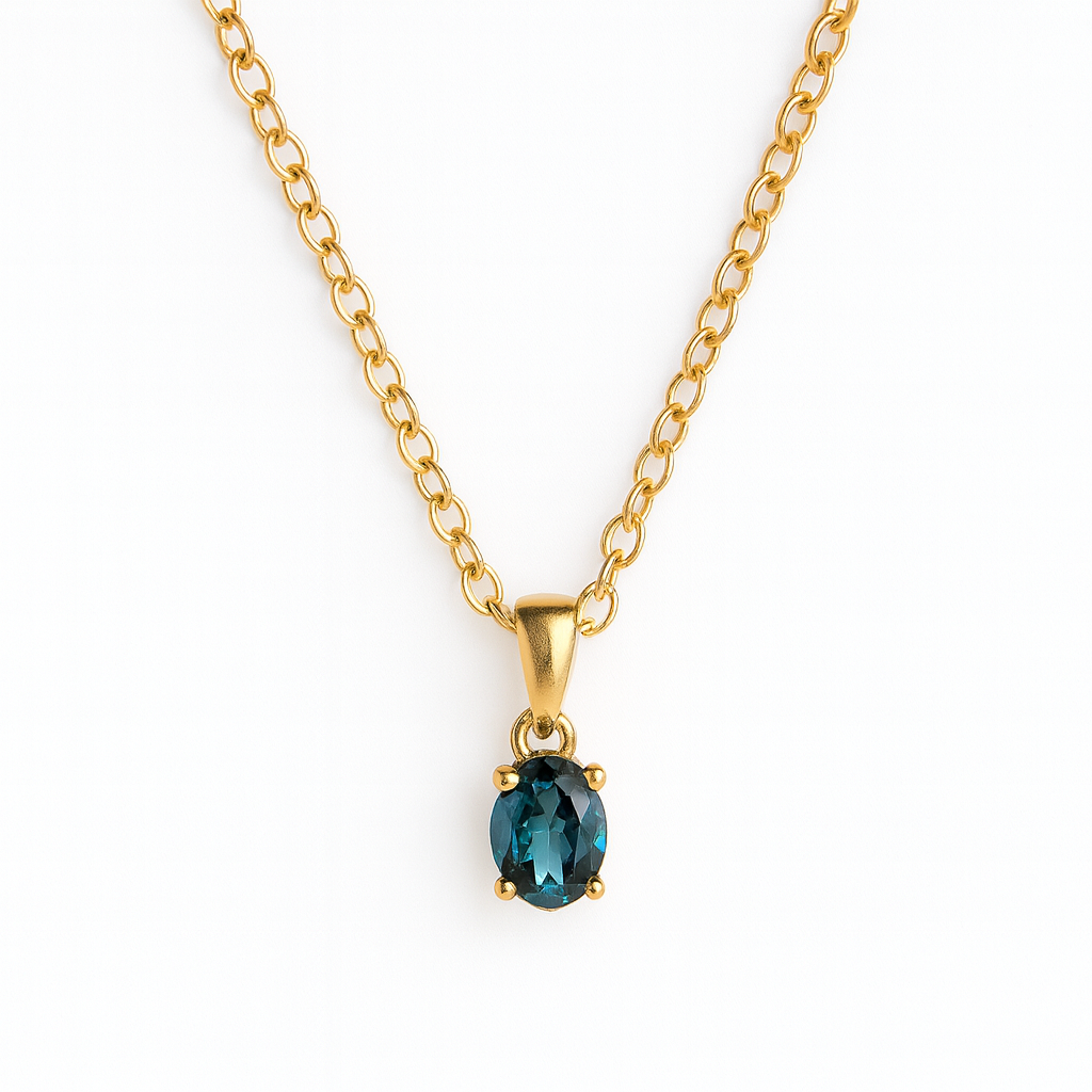 AZURA Blue Topaz Necklace Gold 925 Silver