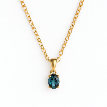 AZURA Blue Topaz Necklace Gold 925 Silver