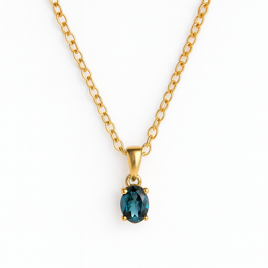 AZURA Blue Topaz Necklace Gold 925 Silver