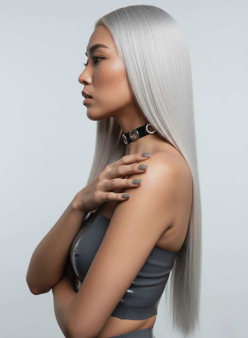 NOCTRA Velvet Grommet Choker Black/Silver