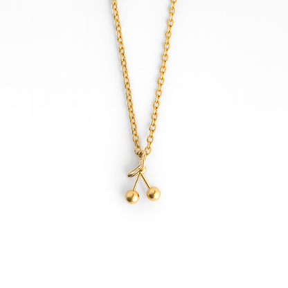 CERISE Cherry Charm Necklace Gold