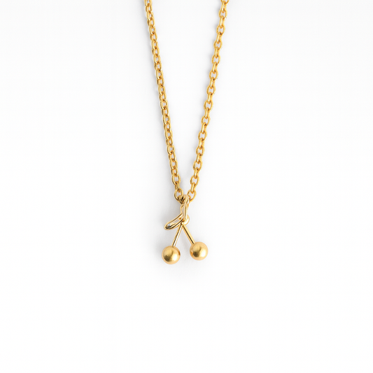 CERISE Cherry Charm Necklace Gold
