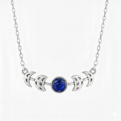 MOON PHASES Lapis Lazuli Necklace Silver