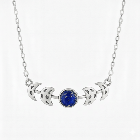 MOON PHASES Lapis Lazuli Necklace Silver