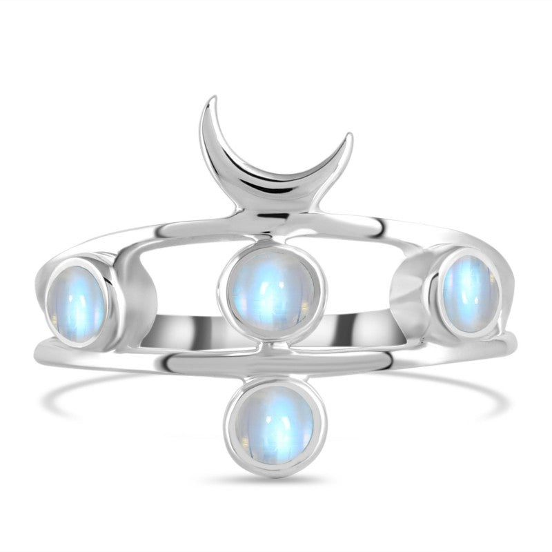 CHANDRA Moonstone Crescent Moon Ring 925 Silver