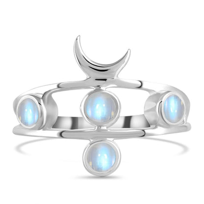 CHANDRA Moonstone Crescent Moon Ring 925 Silver