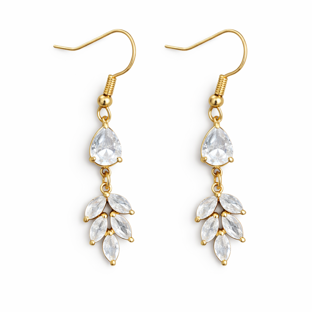 ORÉLIA Botanical Zirconia Drop Earrings Gold