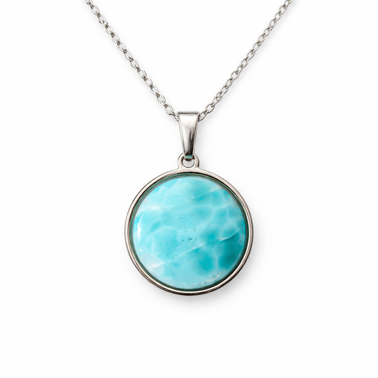 SAYA Larimar Pendant Statement Necklace Silver