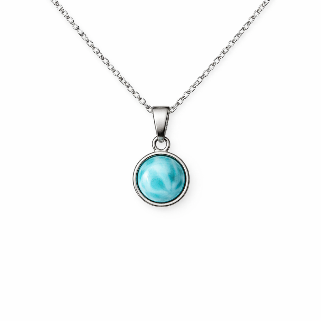 DAYA Blue Larimar Pendant Necklace Silver
