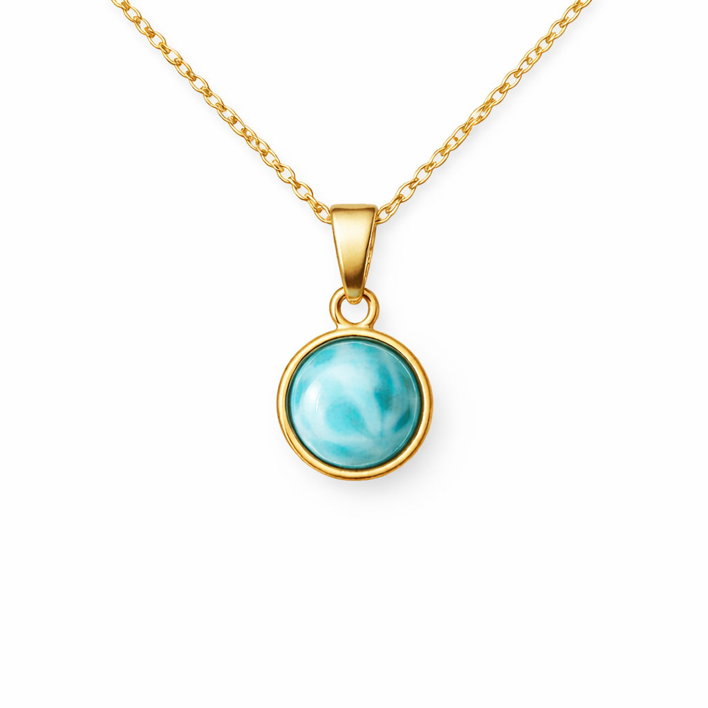 DAYA Blue Larimar Pendant Necklace Gold