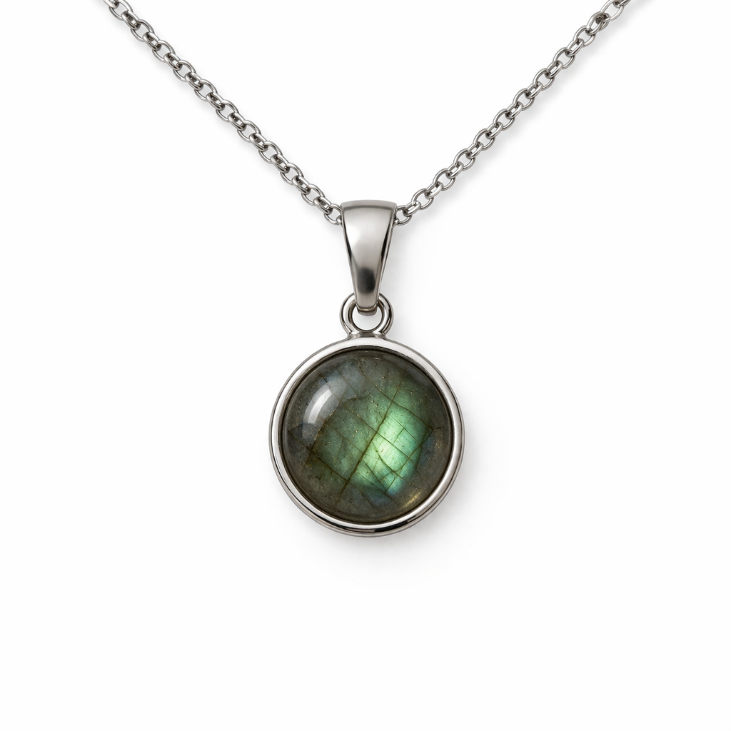 DAYA Green Labradorite Pendant Necklace Silver