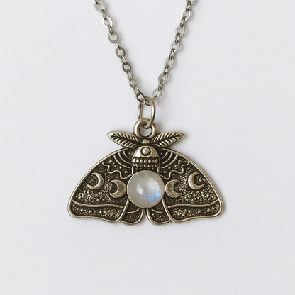 MOON MOTH Pendant Necklace Silver