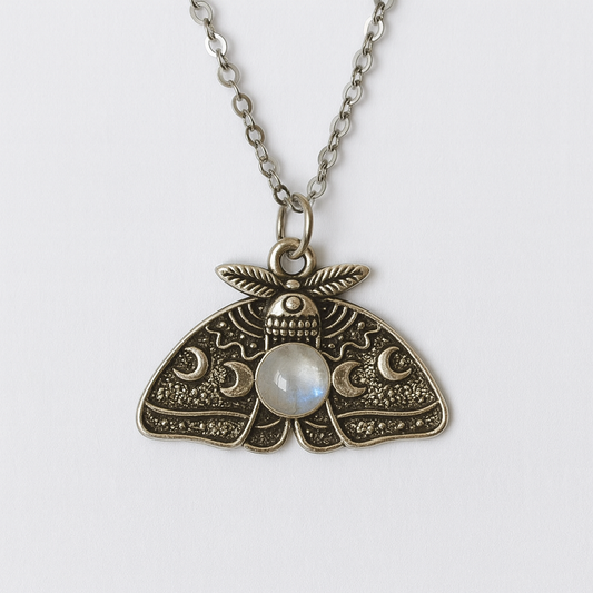 MOON MOTH Pendant Necklace Silver