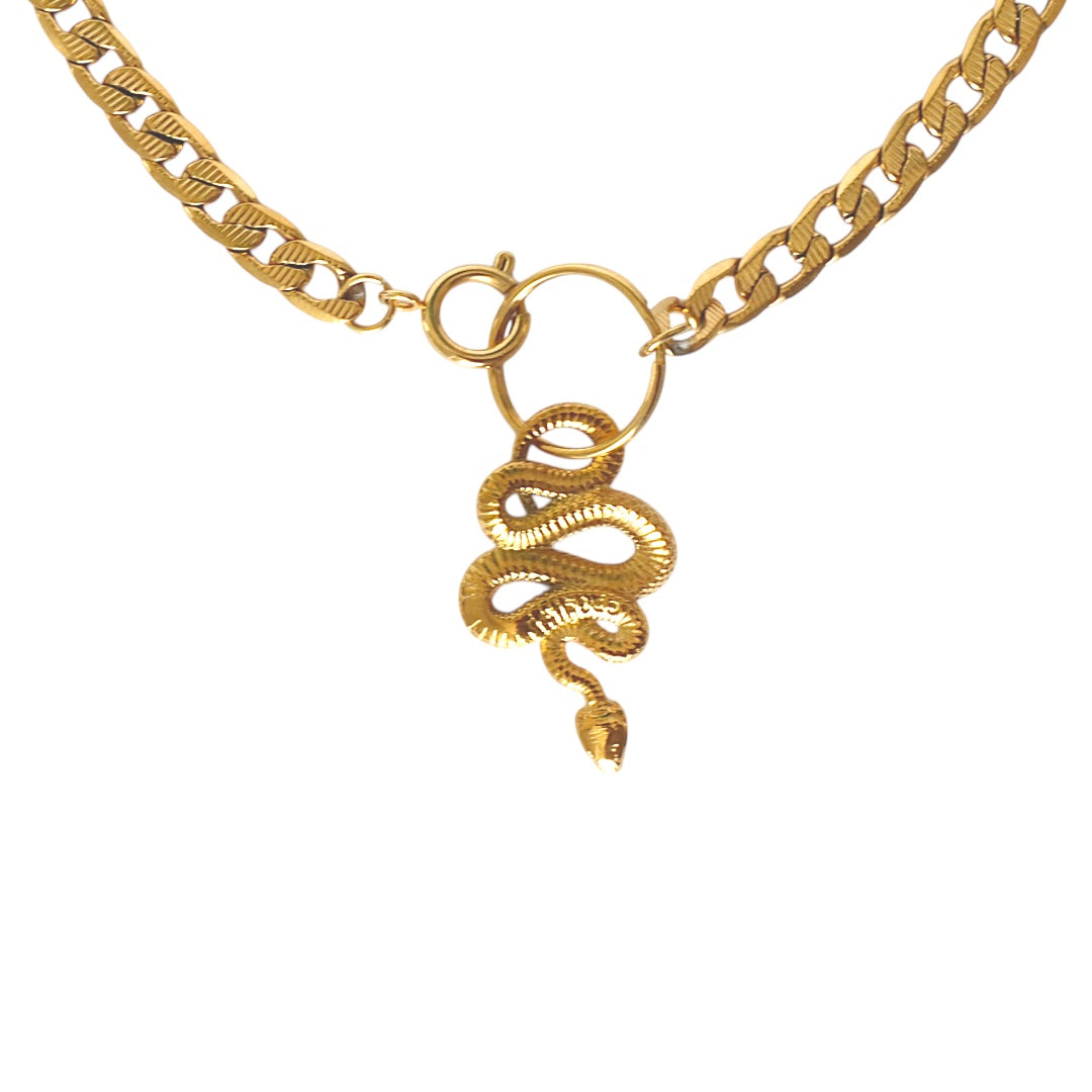 YEAR OF THE SNAKE Pendant O Ring Chain Choker Gold