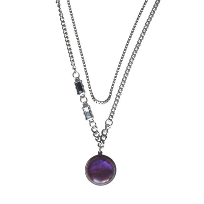 NYX Purple Labradorite Dual Chain Necklace Silver