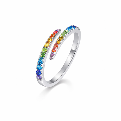 PRISMARA Rainbow Cubic Zirconia Ring 925 Silver