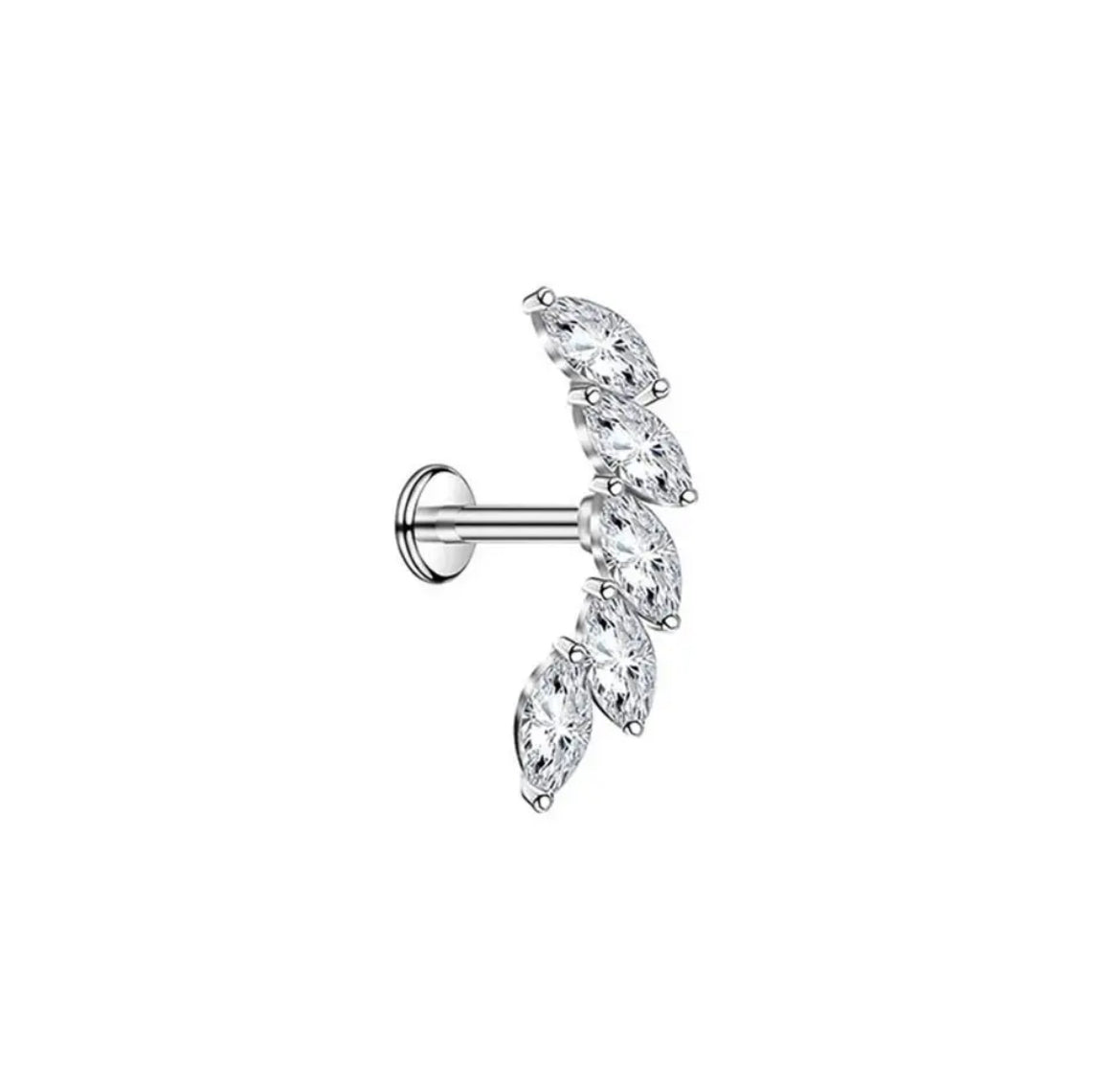 Leaf Push Pin Body Jewelry - Silver