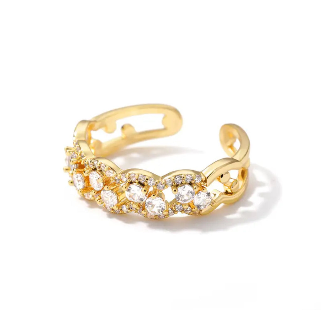 NINA Braided White Zircon Ring Gold