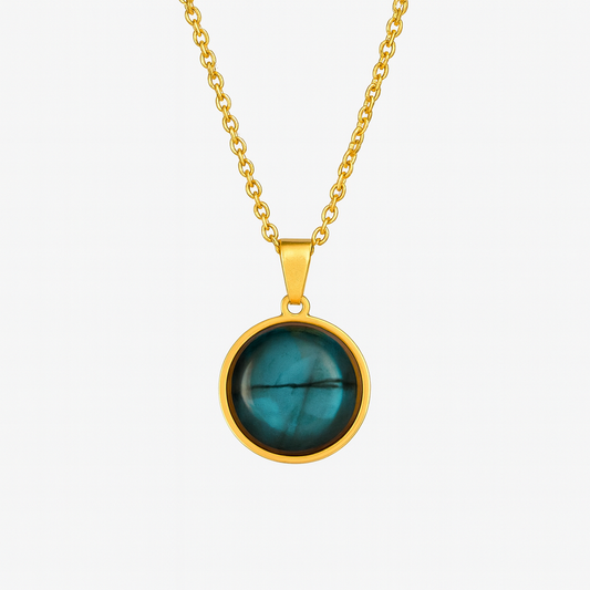 SAYA Blue Labradorite Pendant Necklace Gold