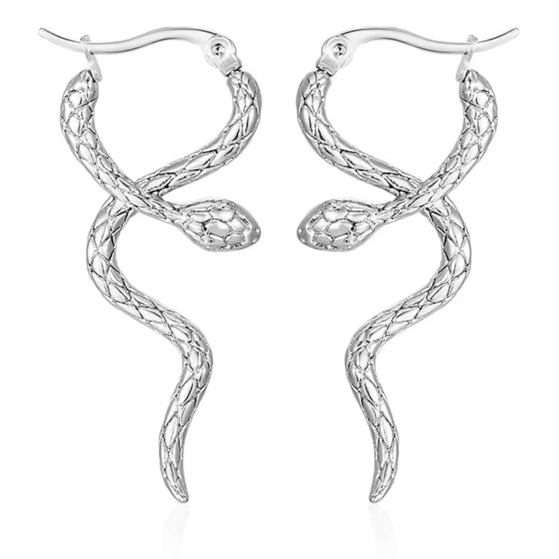 SERPENTIA Snake Huggies Earrings Silver