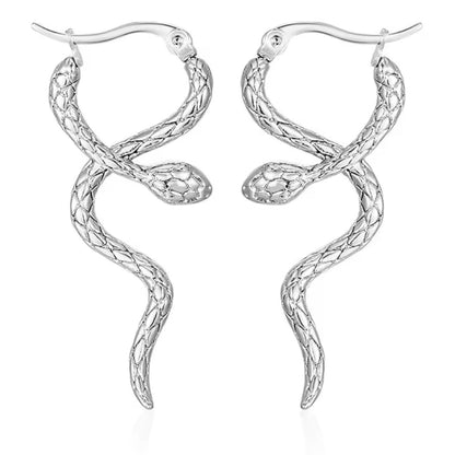 SERPENTIA Snake Huggies Earrings Silver