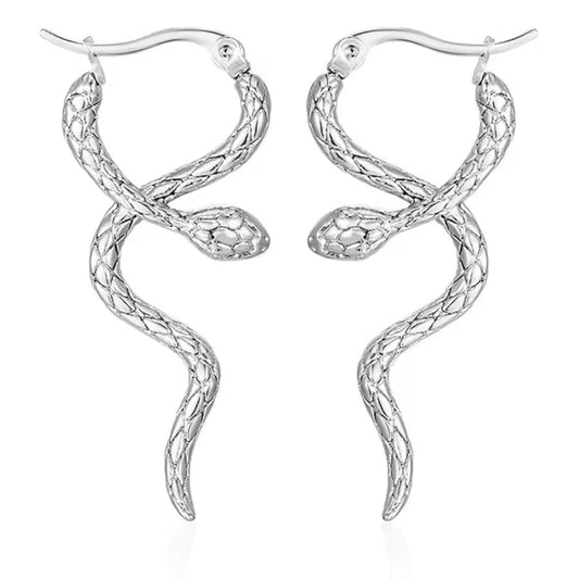 SERPENTIA Snake Huggies Earrings Silver