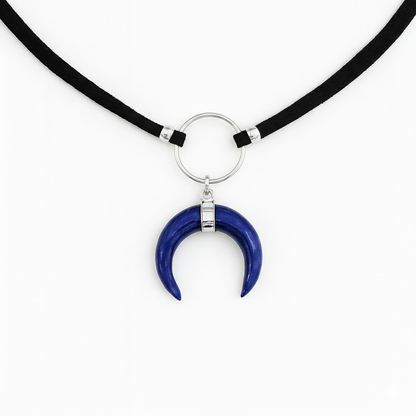 ASTRA Lapis Lazuli Horn O Ring Choker Silver