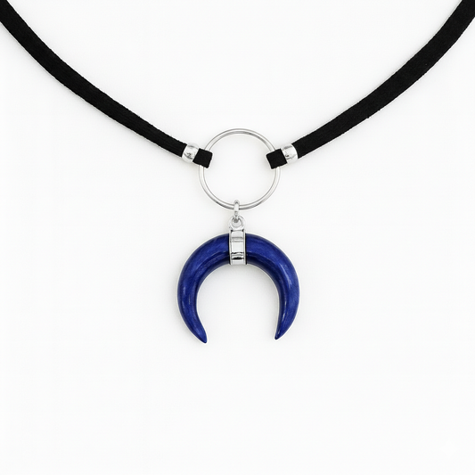 ASTRA Lapis Lazuli Horn O Ring Choker Silver