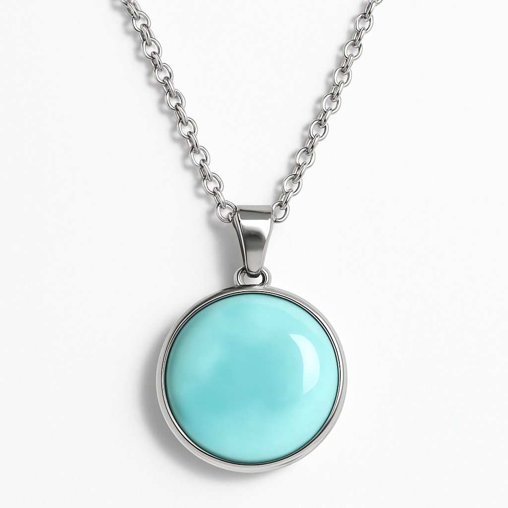 SAYA Larimar Pendentif Déclaration Collier Argent