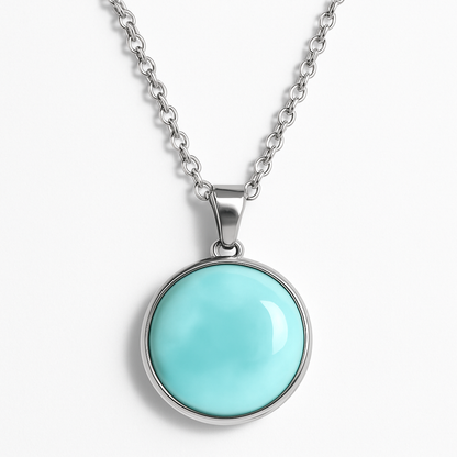 SAYA Larimar Pendentif Déclaration Collier Argent