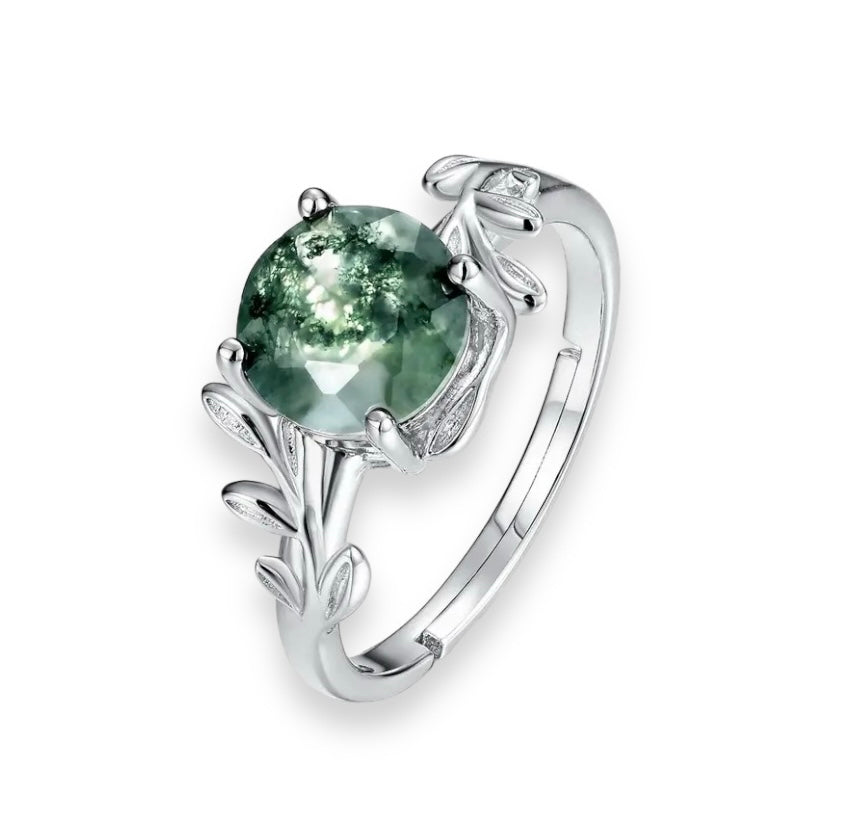 PATRA Moss Agate Ring - Silver