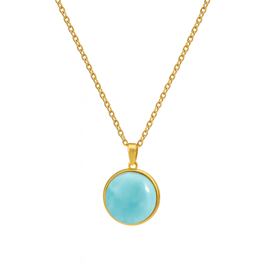 SAYA Larimar Déclaration Collier Pendentif Or