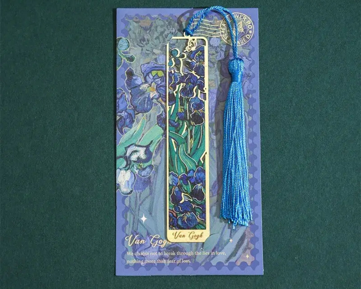 Vintage Floral Art Metal Bookmark IRISES