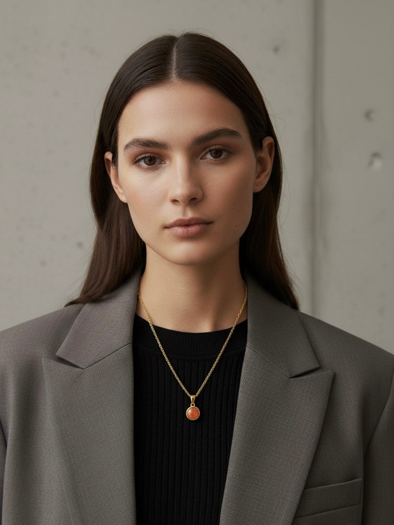 ÉCLAT Orange Sunstone Dainty Necklace